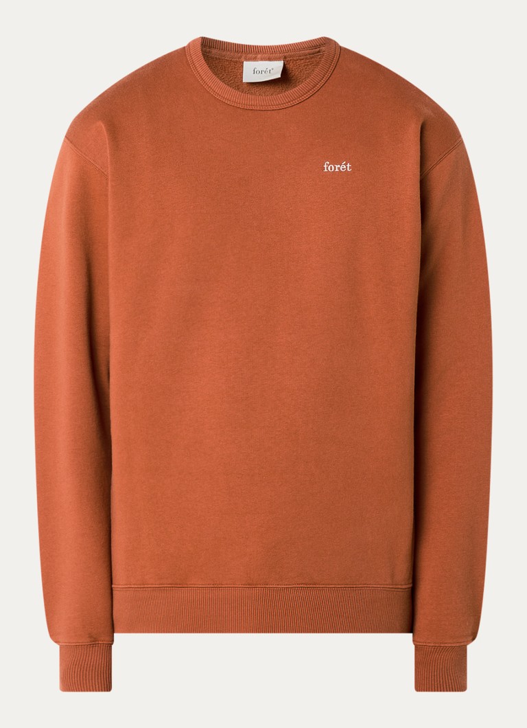 Forét Heren Noon sweater met logo in de kleur Oranjebruin, maat: XL