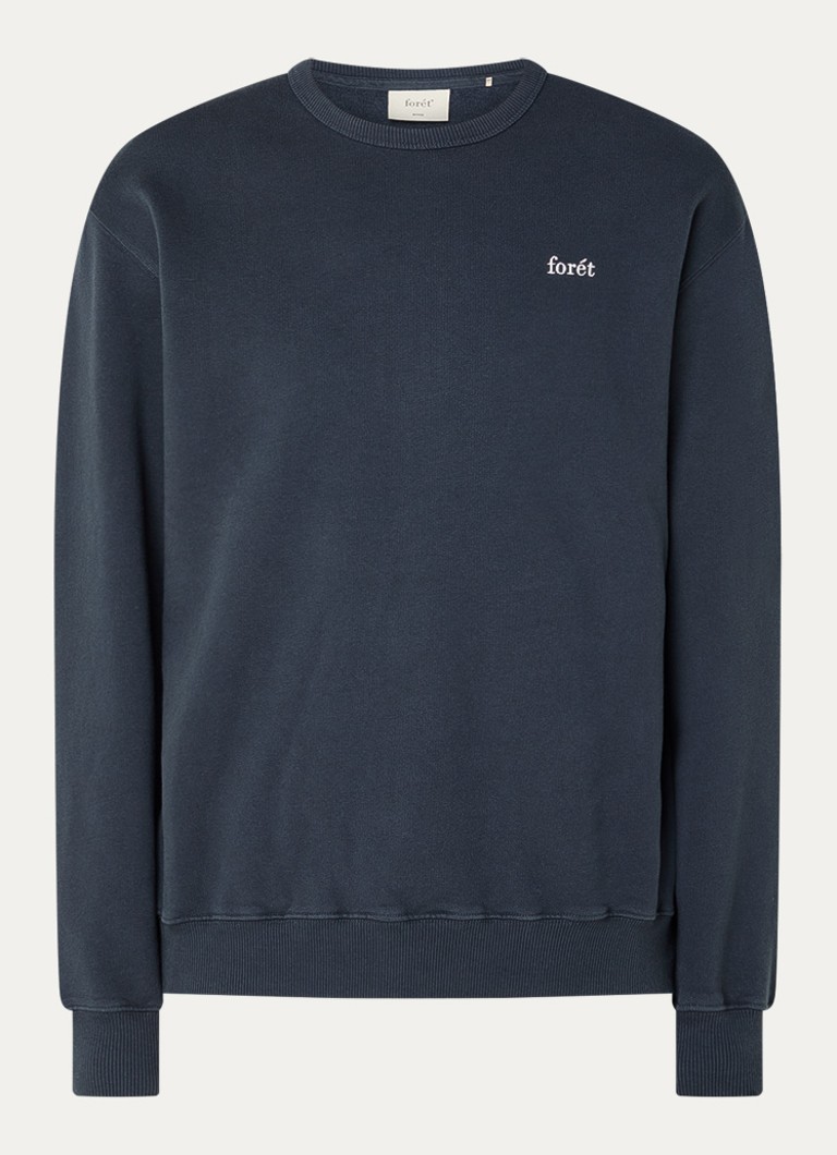 Forét Heren Noon sweater met logoborduring in de kleur Donkerblauw, maat: S