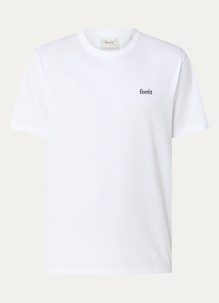 Forét Heren Oak T-shirt van katoen met logoborduring in de kleur Wit, maat: XL