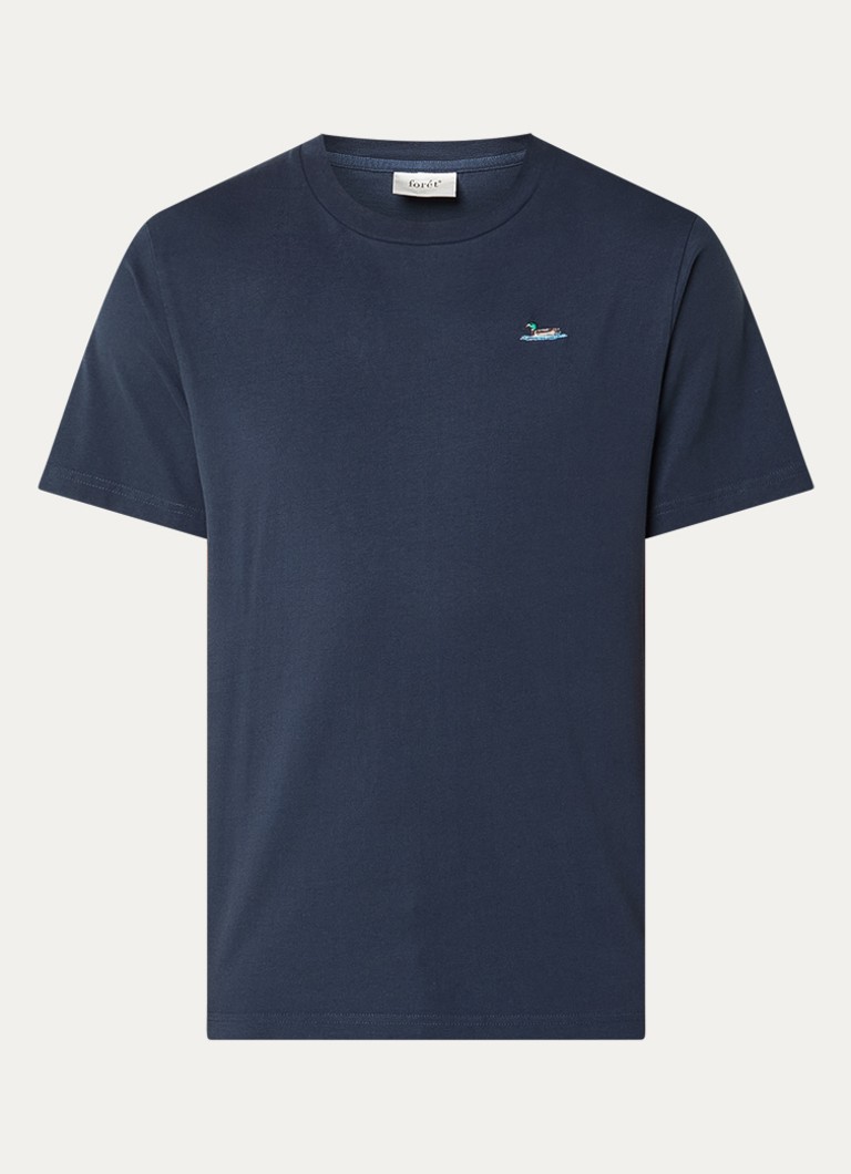 Forét Heren Duck T-shirt met borduring in de kleur Donkerblauw, maat: M