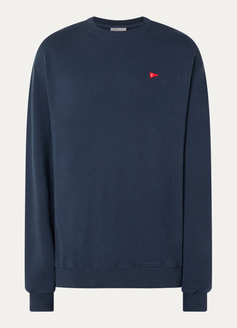 Forét Heren Flag sweater met logoborduring in de kleur Donkerblauw, maat: M