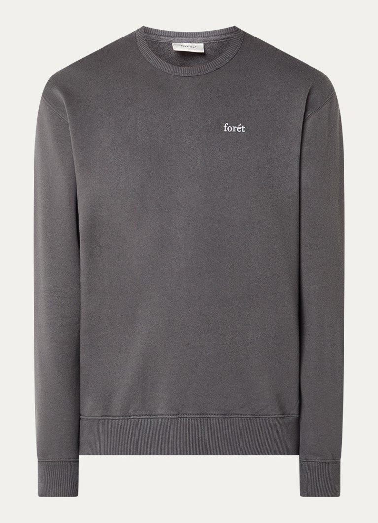 Forét Heren Noon sweater met logoborduring in de kleur Donkergrijs, maat: S