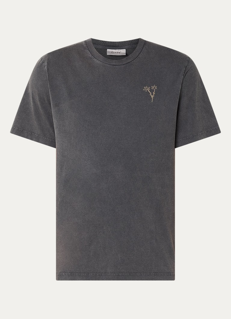 Forét Heren Bouquet T-shirt met logoborduring in de kleur Antraciet, maat: L