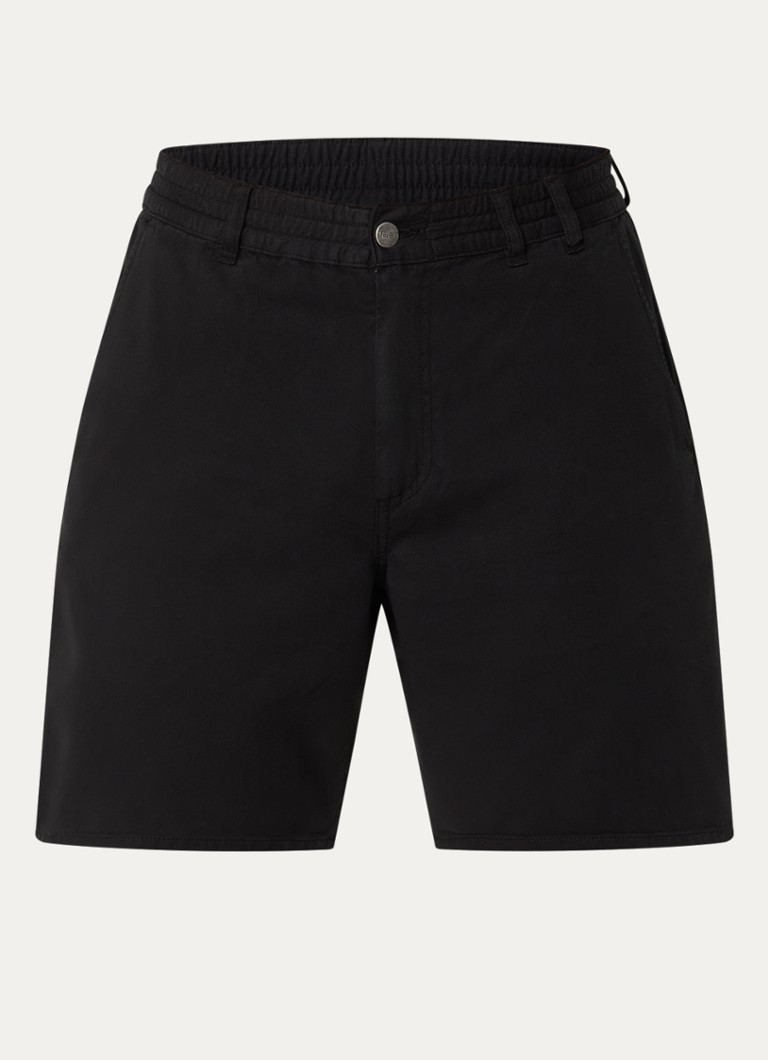 Forét Heren Clay straight fit korte broek met steekzakken in de kleur Zwart, maat: M