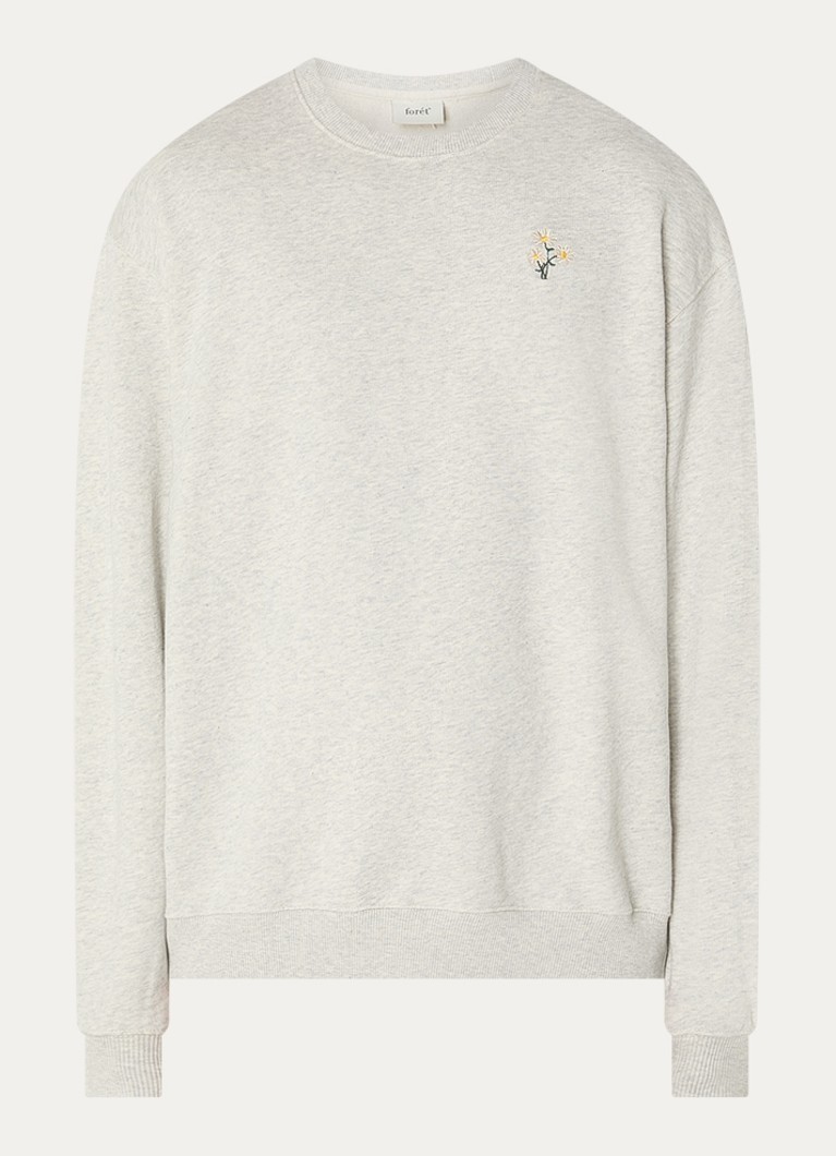 Forét Heren Bellis sweater met borduring in de kleur Grijsmele, maat: XXL