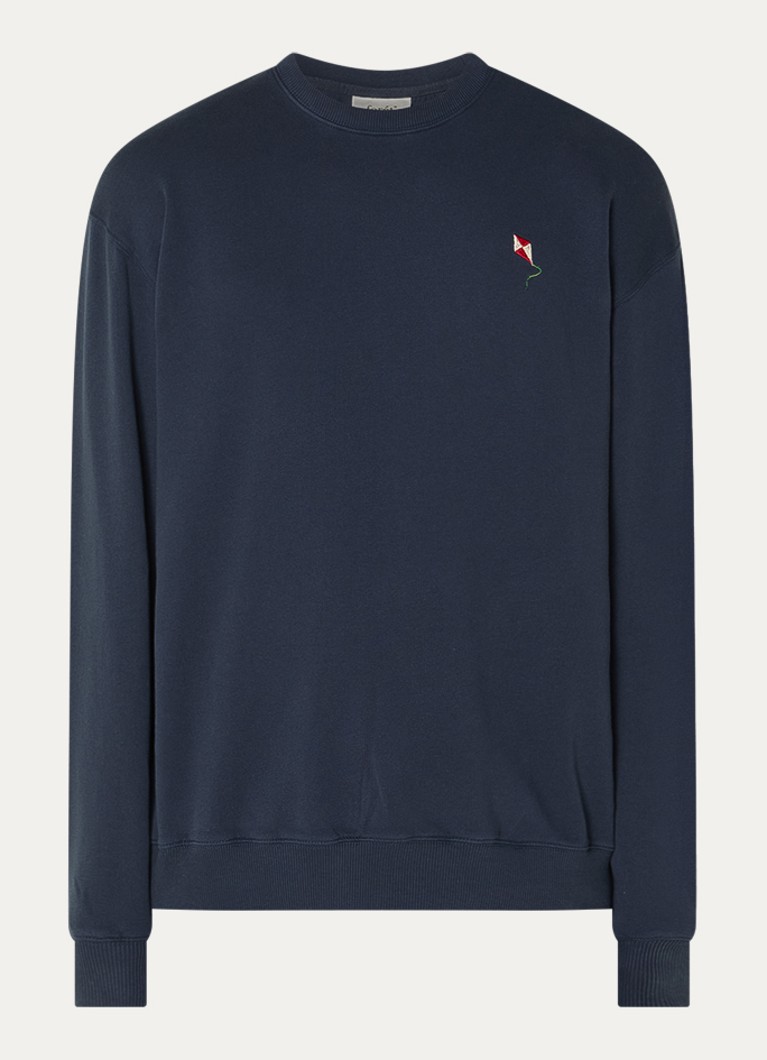 Forét Heren Kite sweater met borduring in de kleur Donkerblauw, maat: XXL