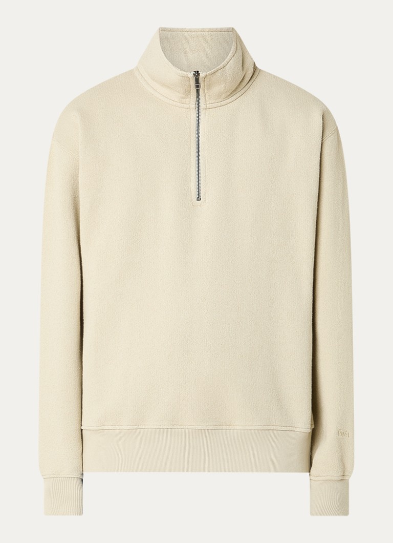 Forét Heren Fijngebreide trui met halve rits in de kleur Beige, maat: L