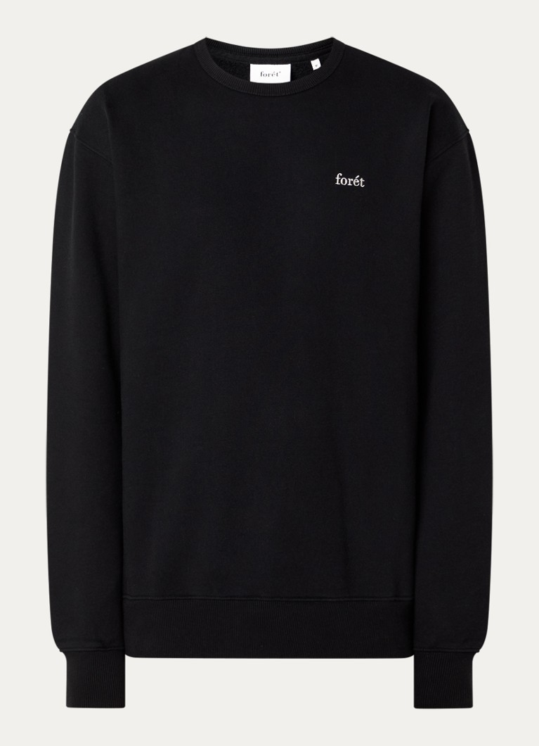 Forét Heren Noon sweater met logoborduring in de kleur Zwart, maat: XL