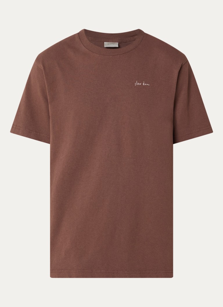 Forét Heren Haze T-shirt met front- en backprint in de kleur Kastanjebruin, maat: L