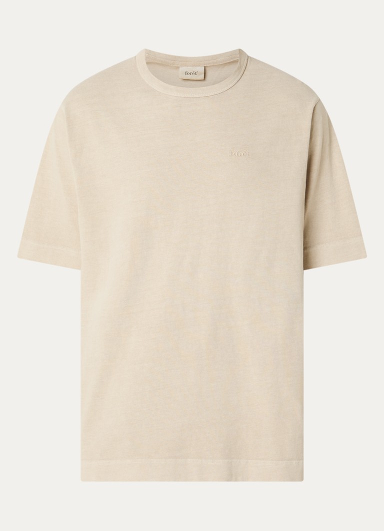 Forét Heren Park T-shirt met logoborduring in de kleur Khaki, maat: S