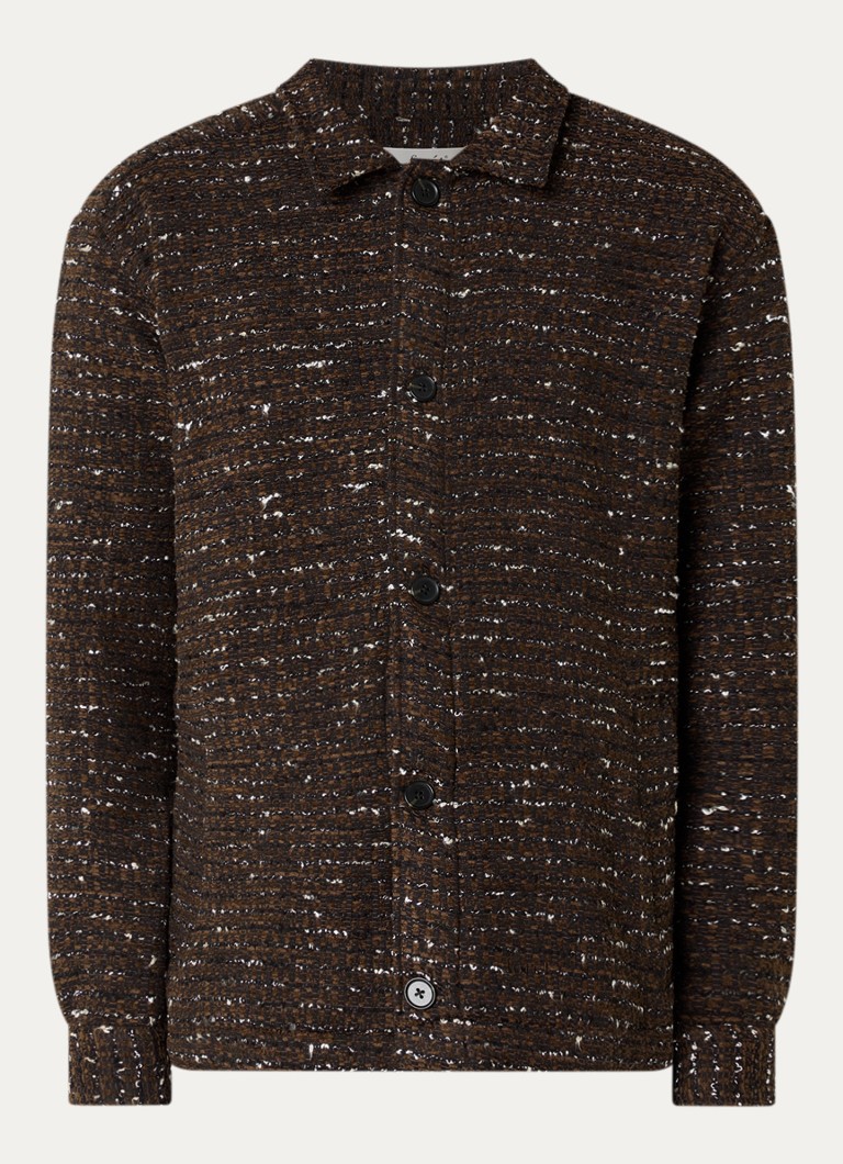 Forét Heren Overshirt met tweed-look en steekzakken in de kleur Bruin, maat: M