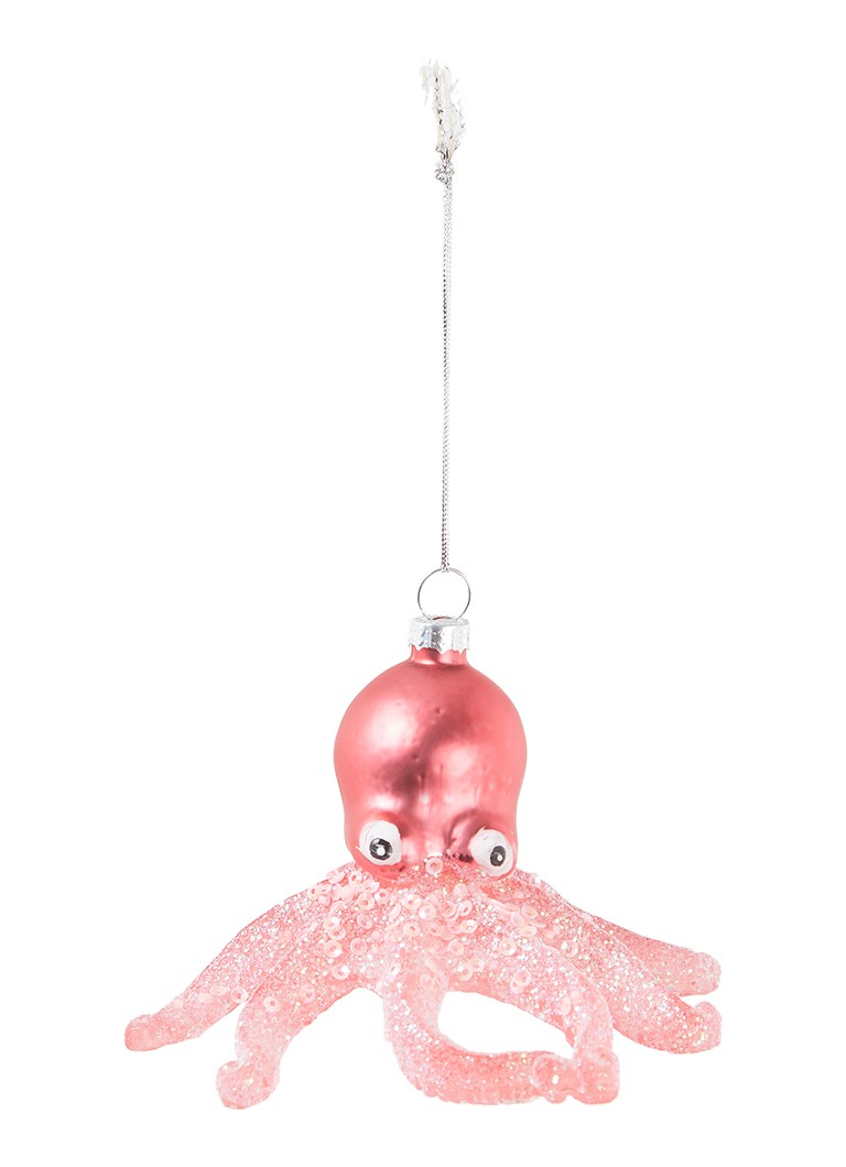 Sass & Belle Pink Glitter Octopus Shaped Bauble 12,5 cm Roze - Deal