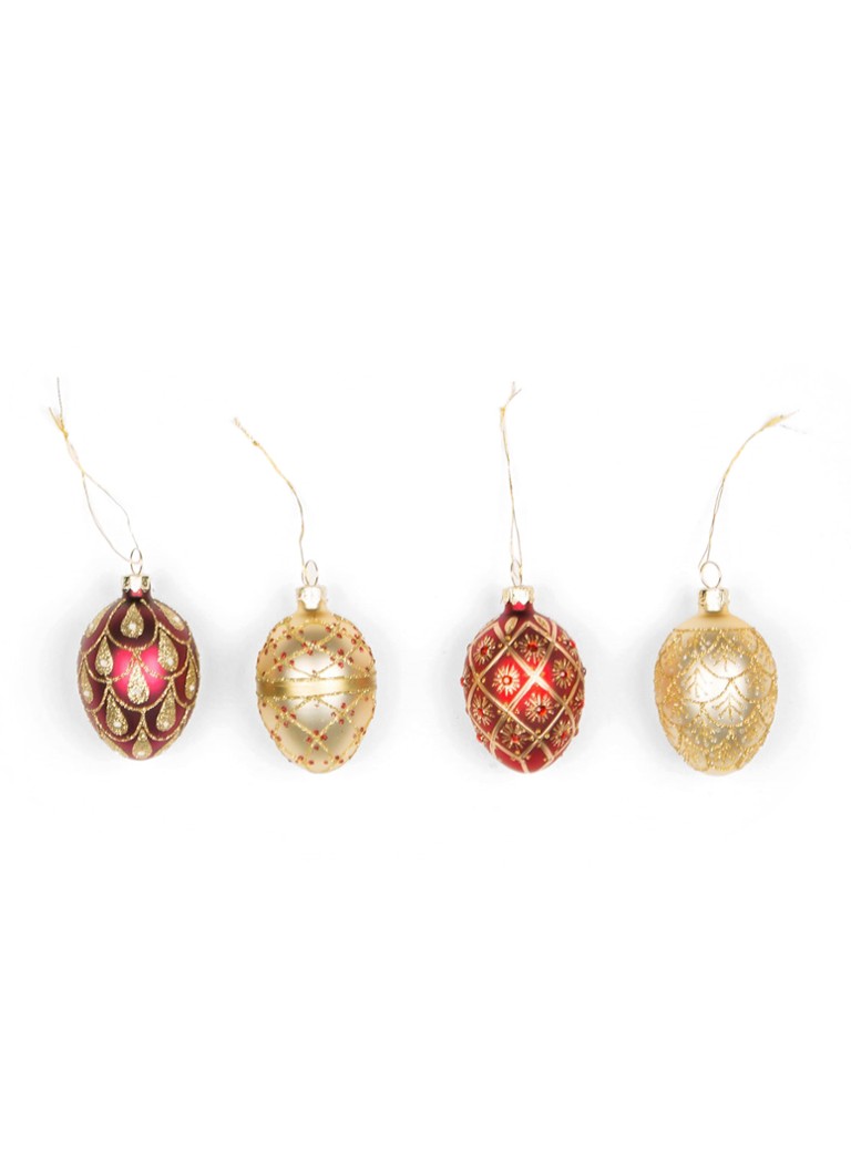 Sass & Belle Kerstbal set van 4 4,5 cm Goud - Deal