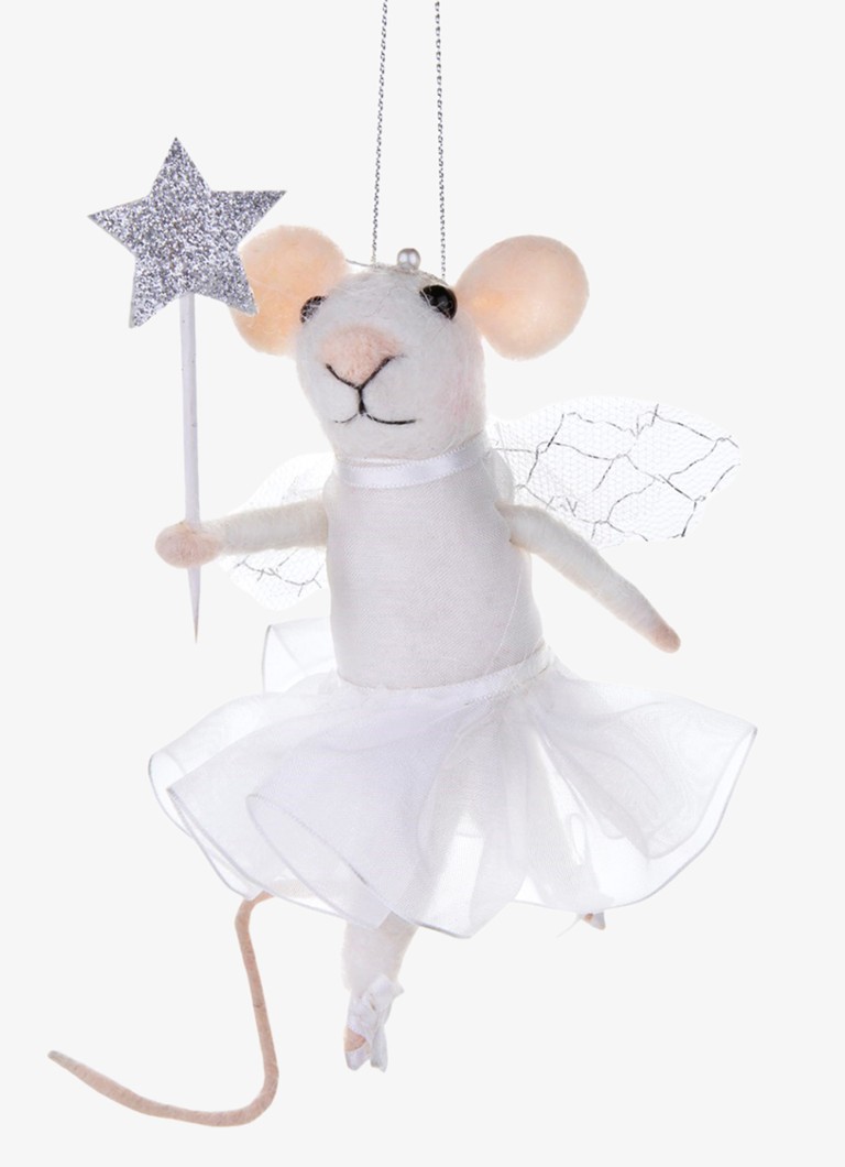 Sass & Belle Muis Fee kersthanger 11,3 cm Wit - Deal