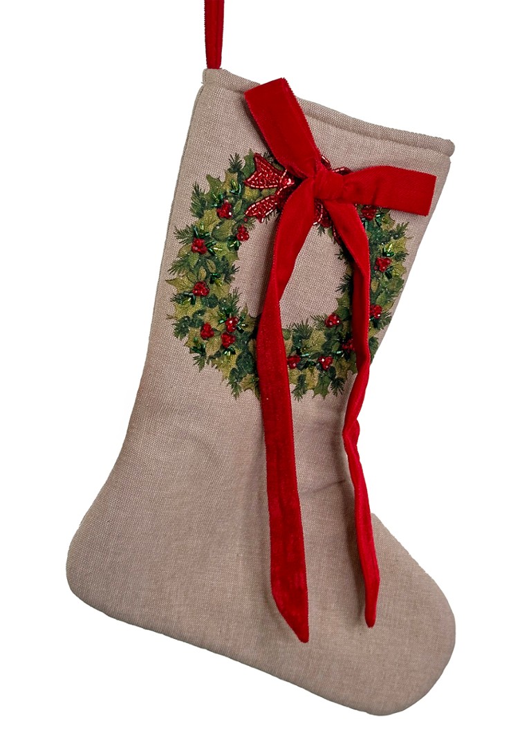 Shishi Kerstkrans kerstsok 38 cm Beige - Deal