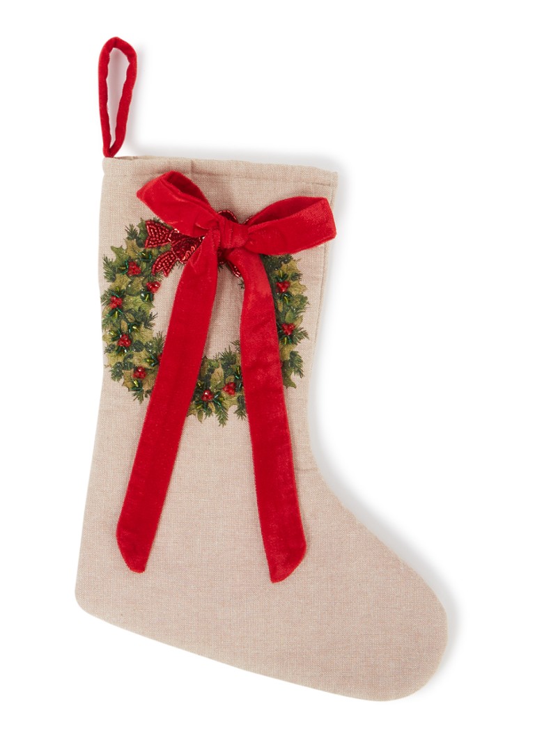 Shishi Kerstkrans Kerstsok 38 cm Beige - Deal