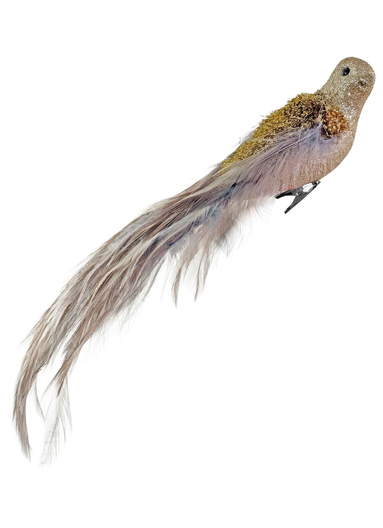 Shishi Vogel kerstornament met clip 25 cm Goud - Deal