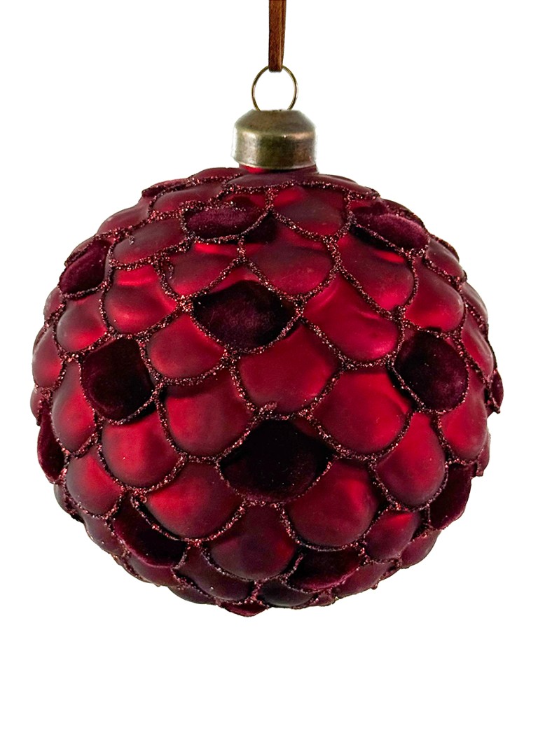 Shishi Glitter kerstbal 10 cm Rood