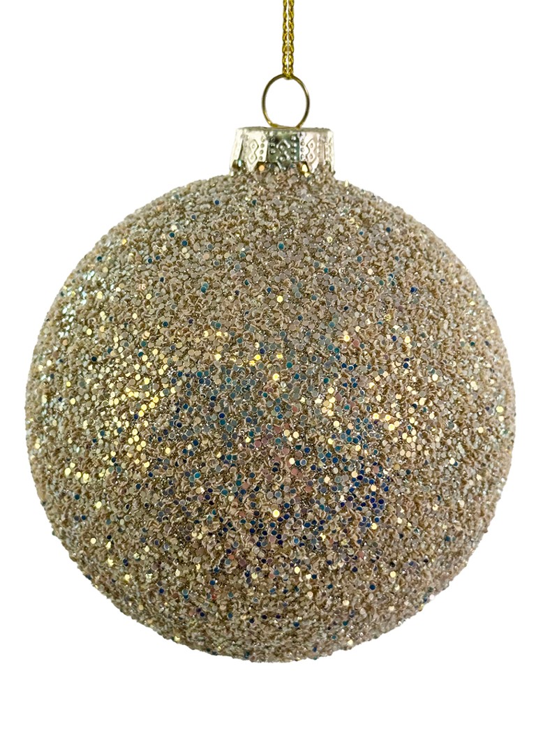 Shishi Glitter kerstbal 10 cm Goud - Deal