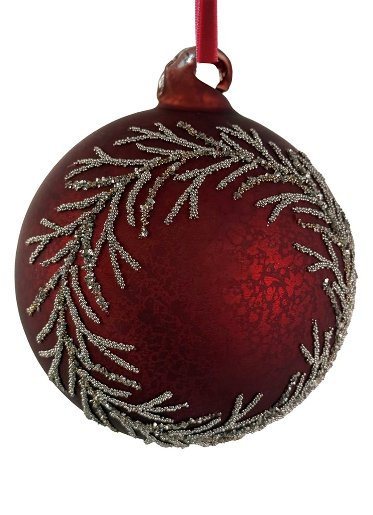 Shishi Antique kerstbal 10 cm Rood