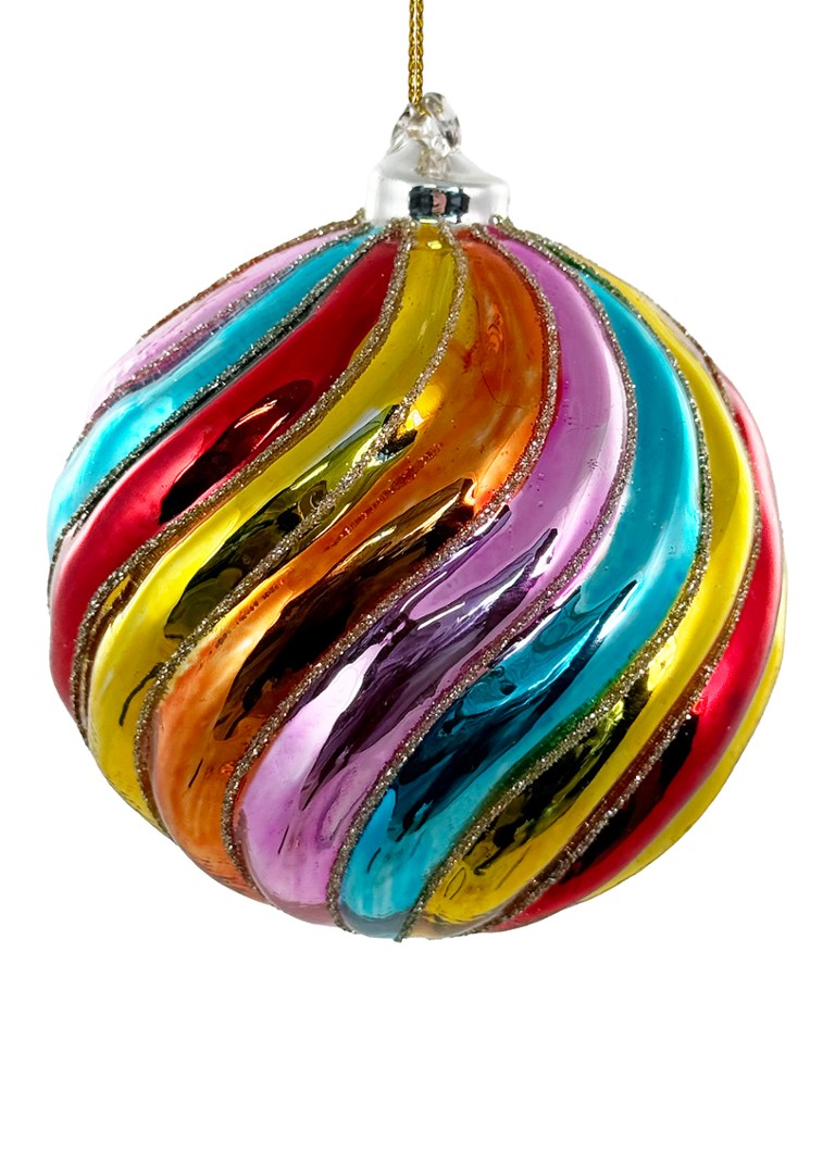 Shishi Swirl kerstbal 10 cm Multicolor - Deal