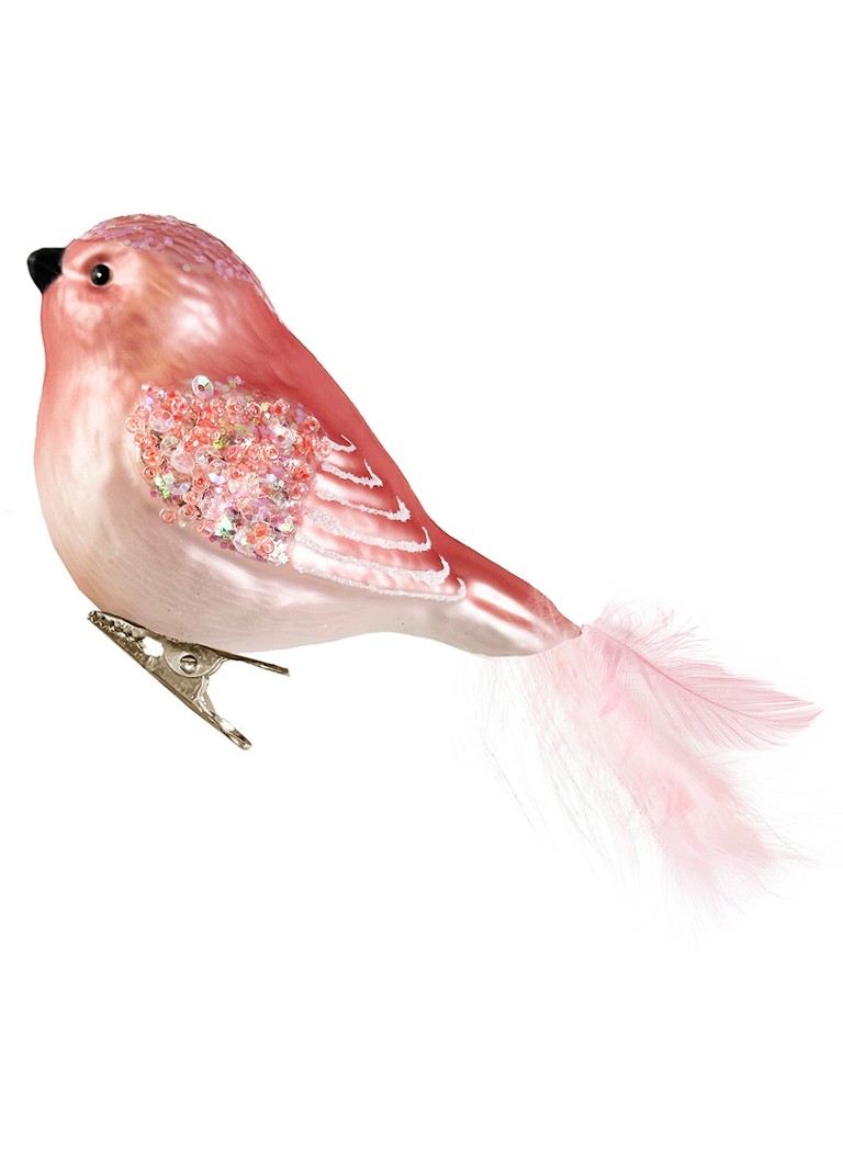 Shishi Vogel kerstornament met clip 14 cm Roze - Deal