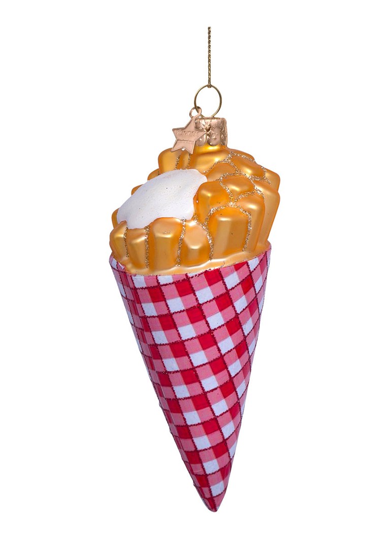 Vondels Friet met mayonaise kersthanger 12 cm Roze - Deal