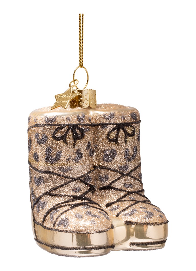 Vondels Panter snowboots kersthanger 7 cm Goud - Deal