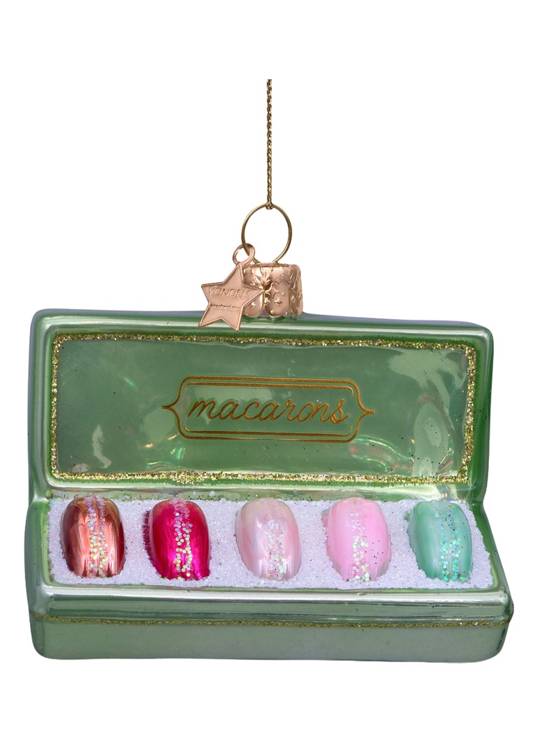Vondels Doos met macarons kersthanger 5 cm Groen - Deal