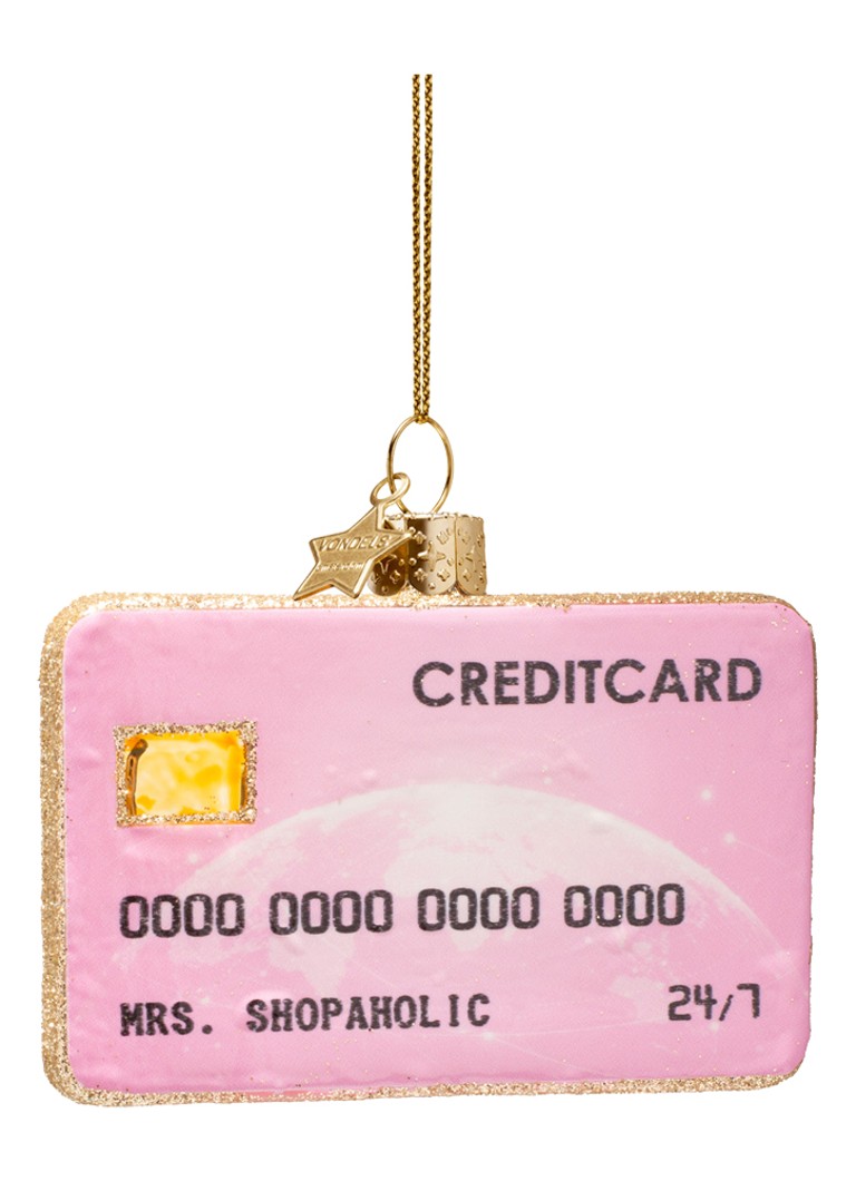 Vondels Creditcard kersthanger 7 cm Roze - Deal