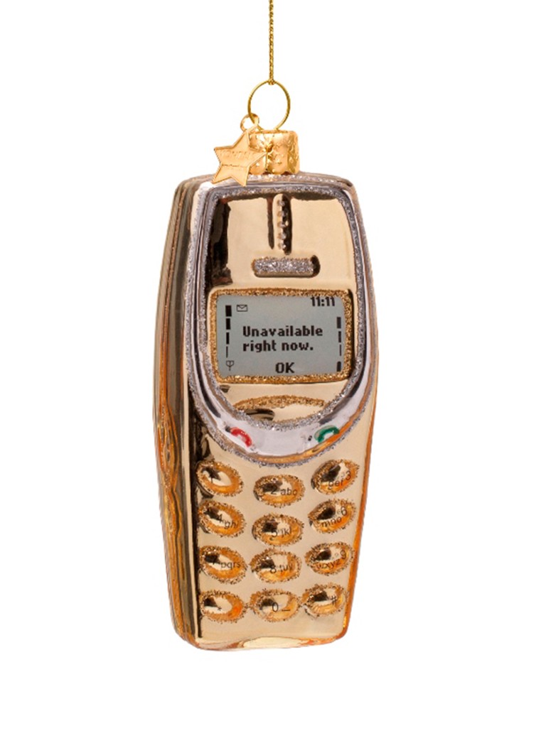 Vondels Telefoon kersthanger 10 cm Goud - Deal