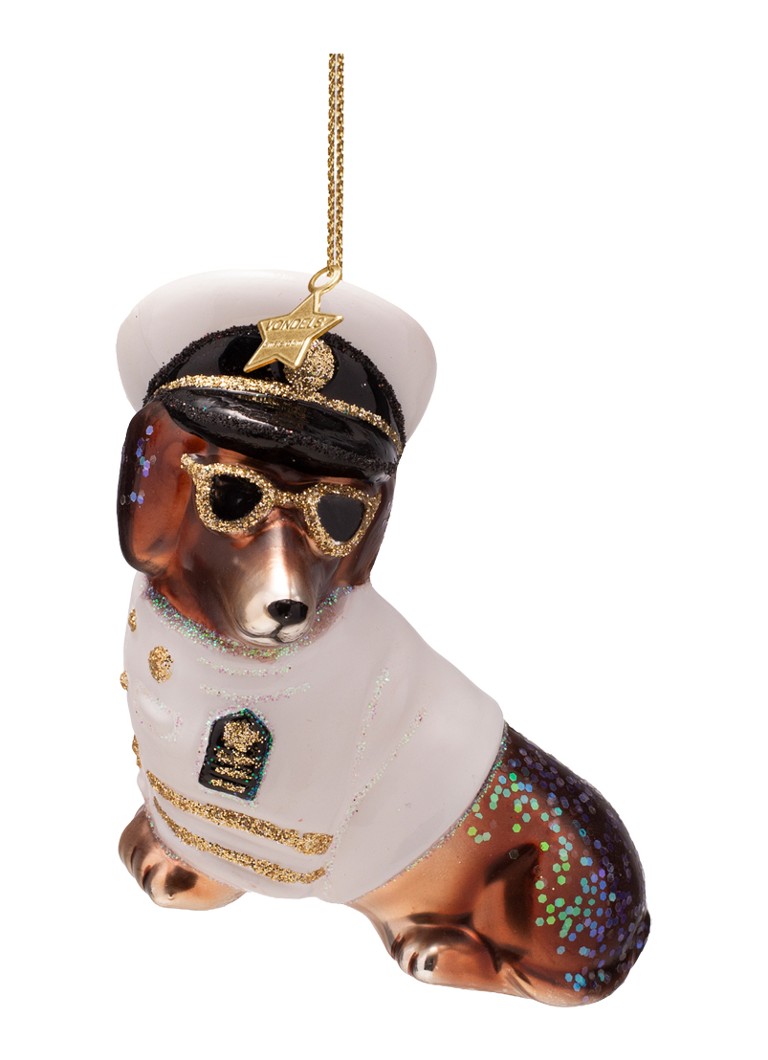 Vondels Kapitein Hond kersthanger 8 cm Wit - Deal