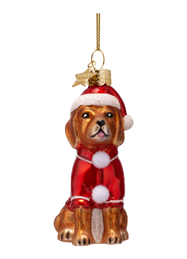 Vondels Kerst Hond in Pyjama kersthanger 9 cm Bruin - Deal