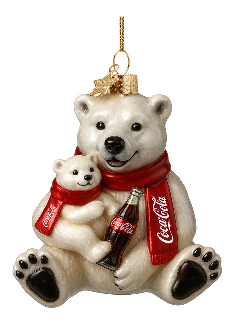 Vondels Coca Cola ijsberen met fles kersthanger 9 cm Creme - Deal