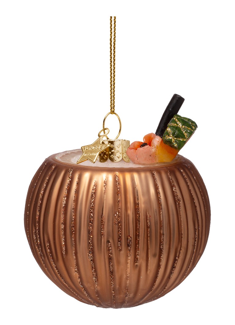 Vondels Pina Colada cocktail kokosnoot kersthanger 8 cm Brons - Deal