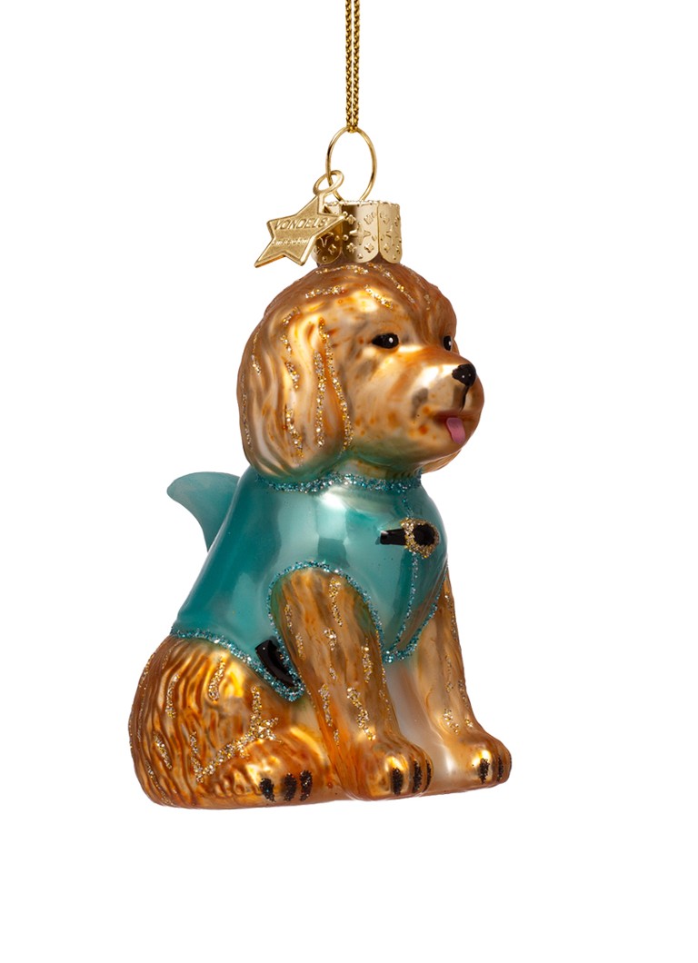 Vondels Hond met haaienkostuum kersthanger 8,5 cm Bruin - Deal