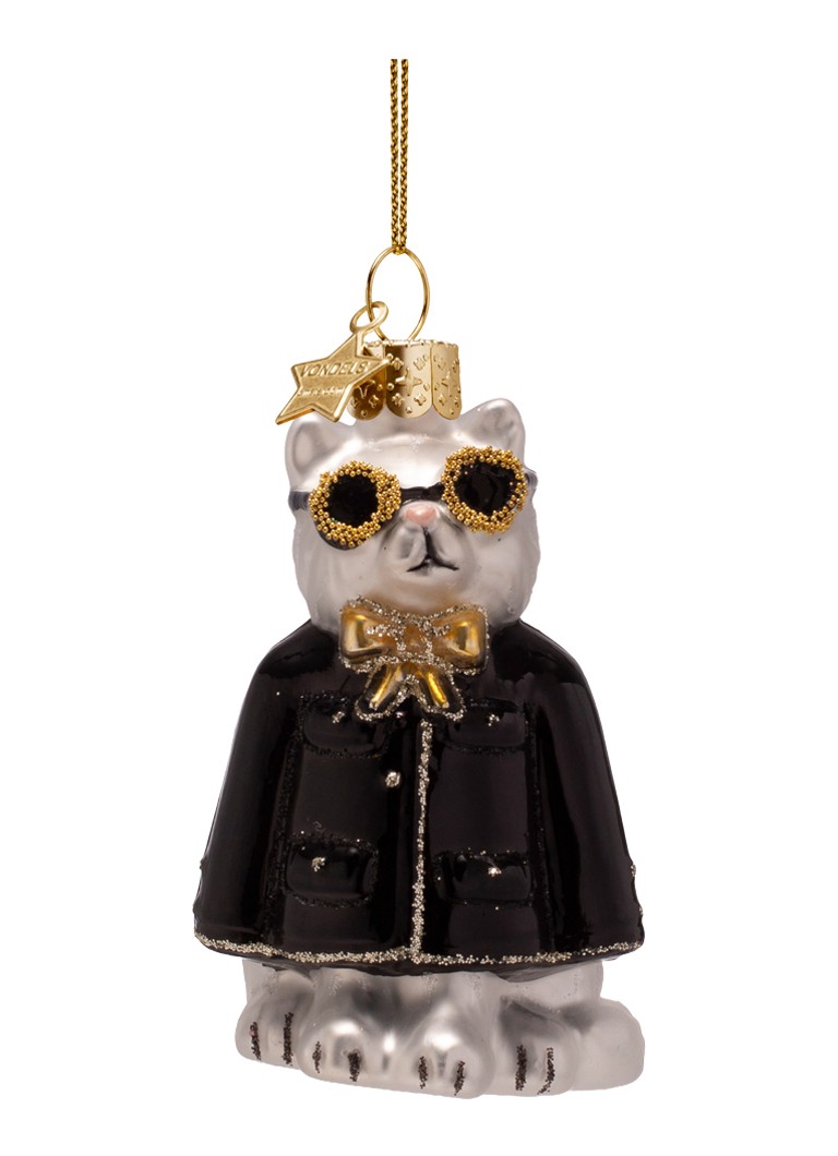 Vondels Fashion Kat kerstanger 8 cm Zwart - Deal