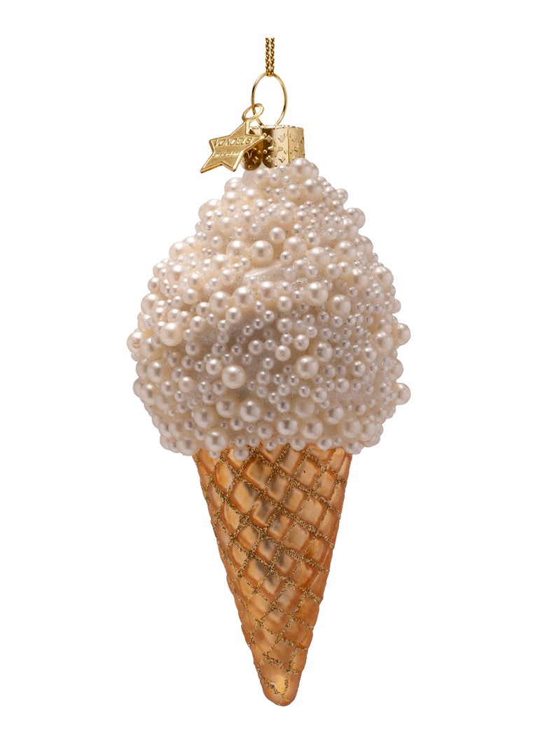 Vondels Ijshoorn met Parels hersthanger 14,5 cm Wit - Deal