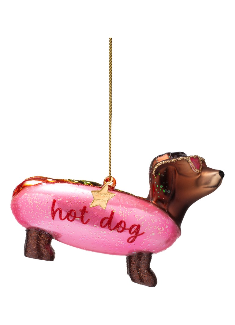 Vondels Bubblegum Hotdog Dachshund kersthanger 6 cm Roze - Deal