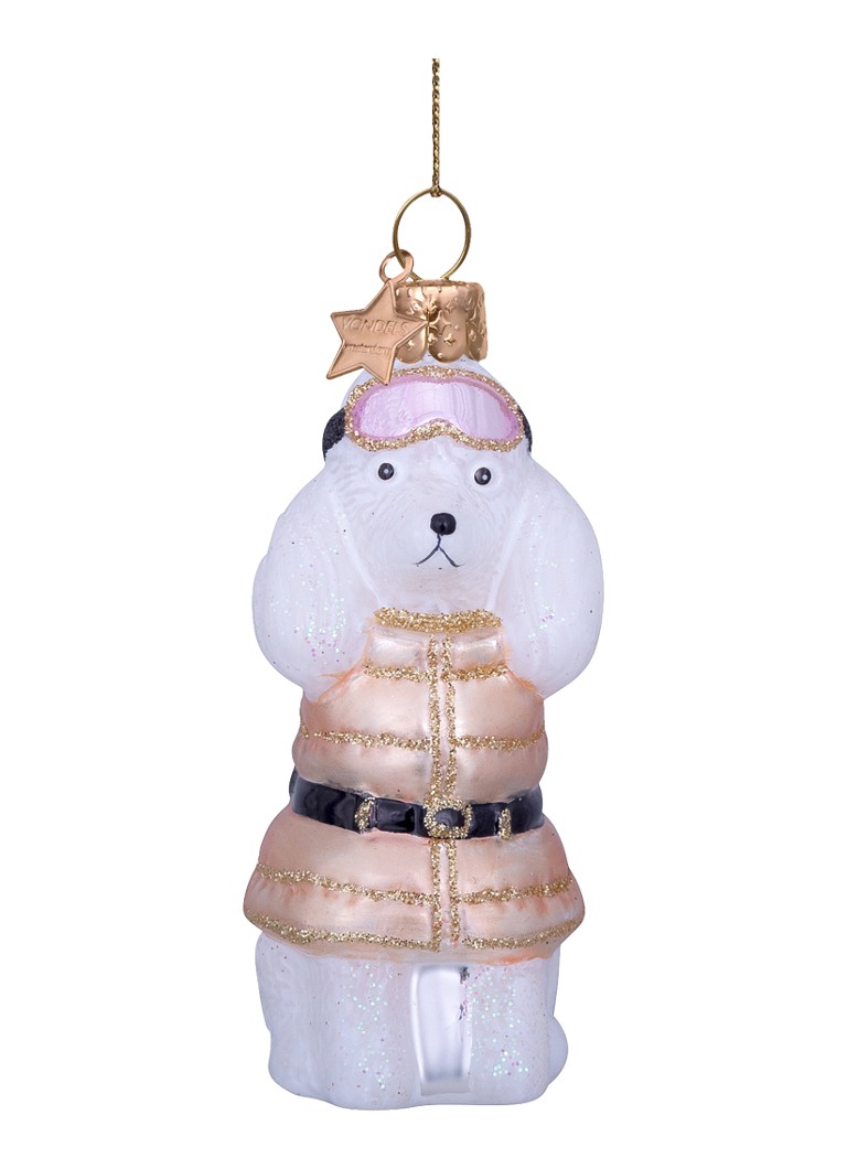 Vondels Poodle in T-shirt kersthanger 9 cm Goud - Deal