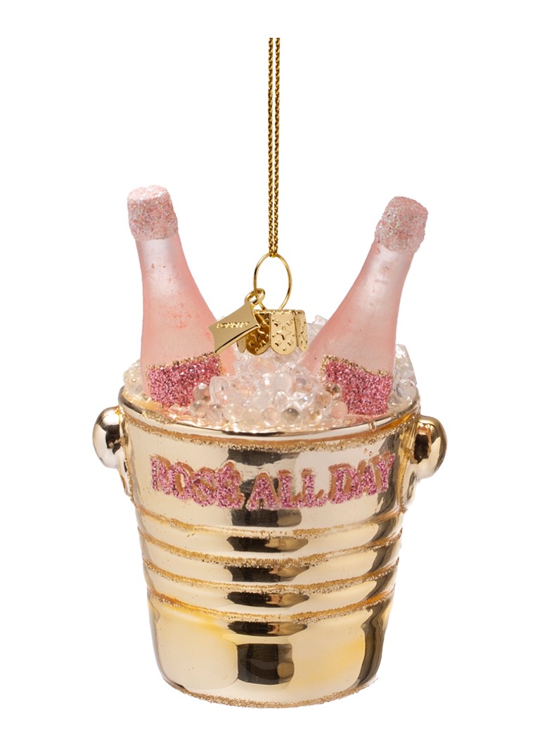 Vondels Flessen Rosé In Wijnkoeler kersthanger 9 cm Goud - Deal