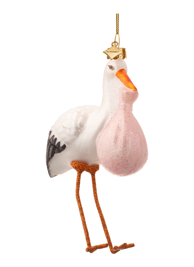 Vondels Ooievaar Met Baby kersthanger 11,5 cm Roze - Deal