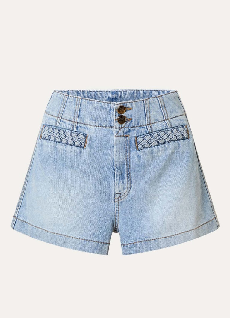 Zimmermann Dames Wanderlust high waist loose fit korte broek van denim in de kleur Indigo, maat: W 27