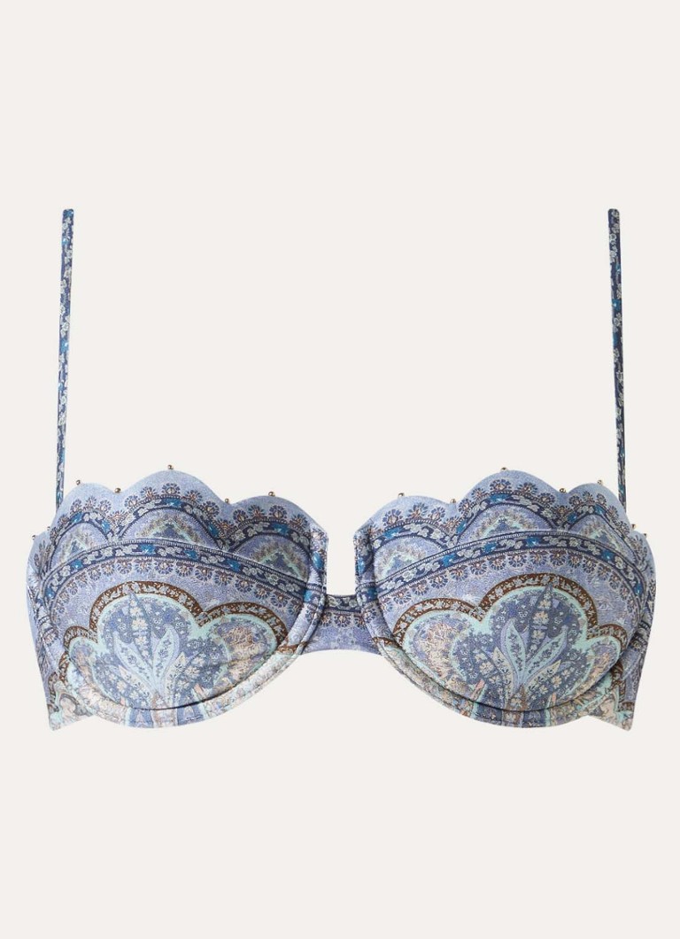 Zimmermann Dames Wanderlust bikinitop met paisley dessin in de kleur Staalblauw, maat: 40