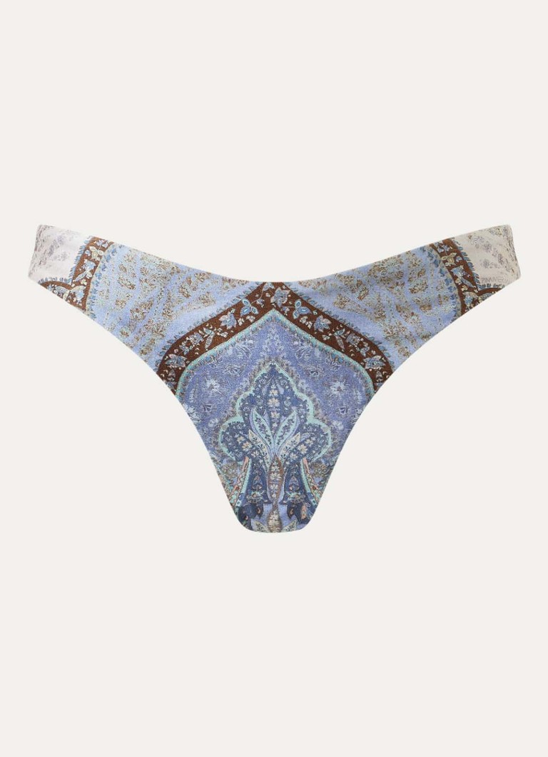 Zimmermann Dames Wanderlust bikinislip met paisley dessin in de kleur Blauwgrijs, maat: 40