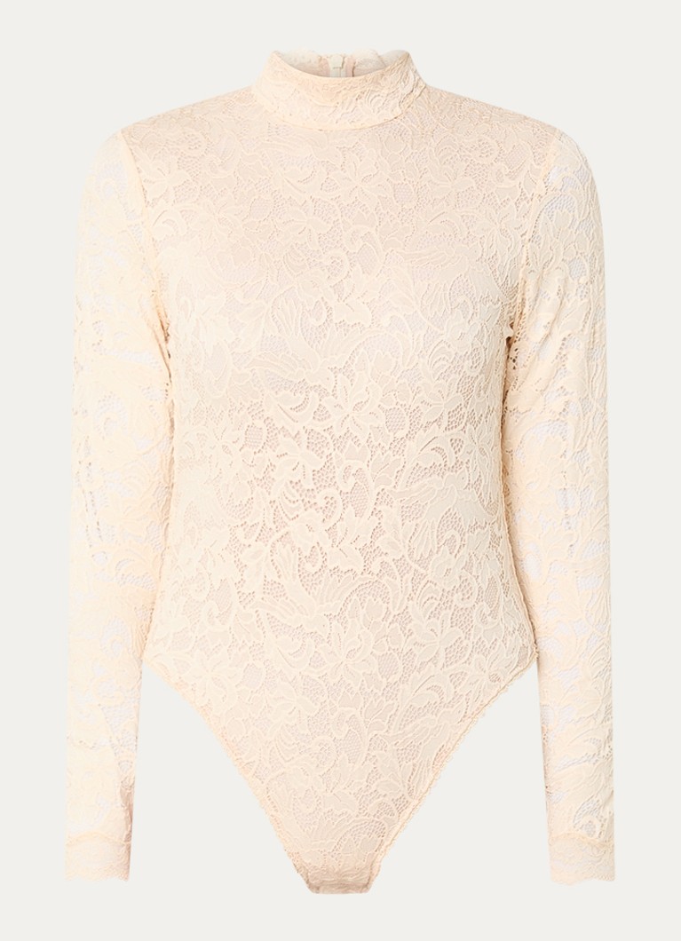 Zimmermann Dames Body top van kant met opstaande kraag in de kleur Beige, maat: 40