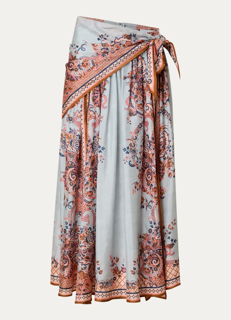 Zimmermann Dames Maxi rok van zijde met split in de kleur Blauwgrijs, maat: 38
