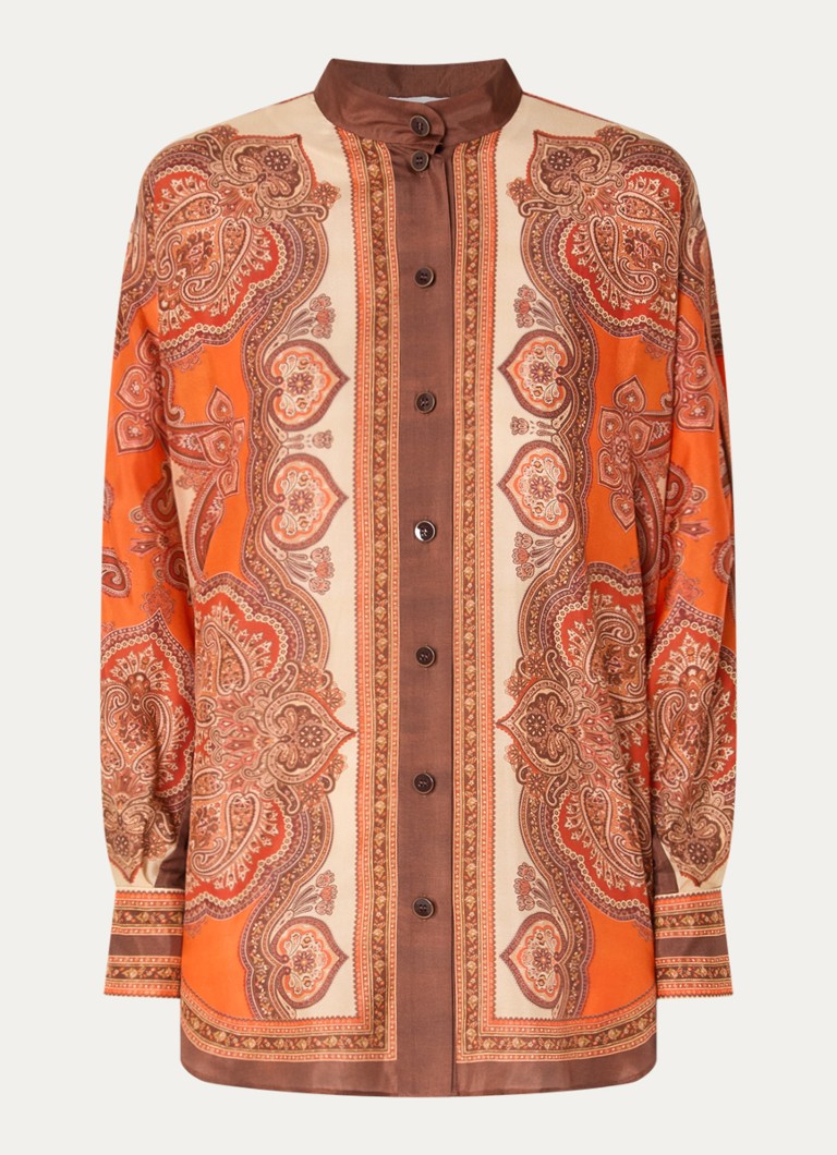 Zimmermann Dames Mahon Dolman blouse van zijde met print in de kleur Oranje, maat: 42