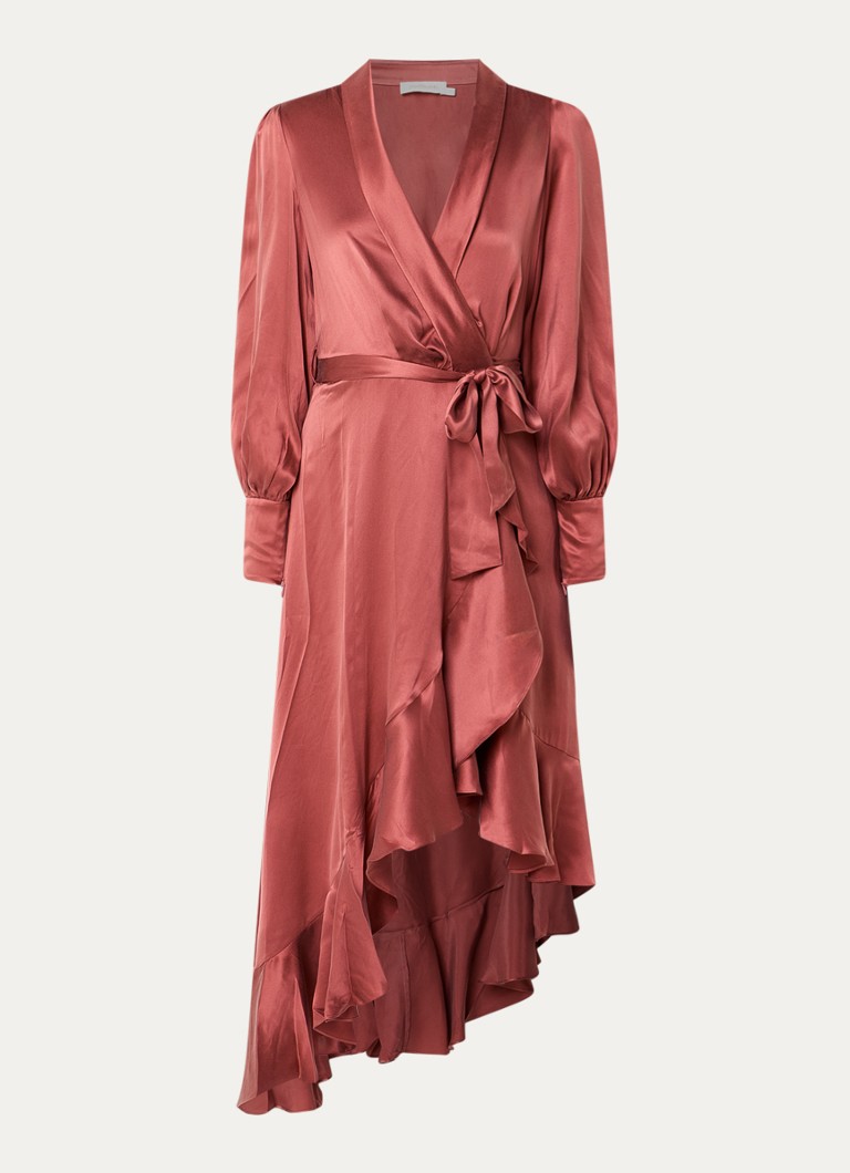 Zimmermann Dames Maxi tuniekjurk met overslag in de kleur Steenrood, maat: S