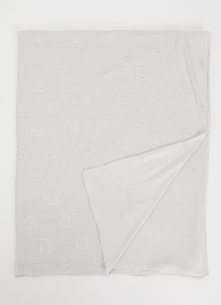 BYLIMA Dames Framed sjaal met logoprint 80 x 200 cm in de kleur Creme, maat: OS